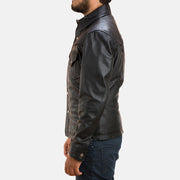 
Крупний план деталей of Shirt & Button Hardware on Ranchson Чорний Leather Shirt для Чоловіків