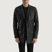 
Ray Cutler Black Leather Blazer in Black Sheepskin Leather - Вигляд спереду та приталений силует | Купити в офіційному онлайн-магазині