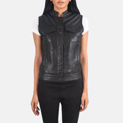 
Rayne Moto Чорний Шкіряний жилет для Жінок in Black Sheepskin Leather - Вигляд спереду та приталений силует | Купити в офіційному онлайн-магазині