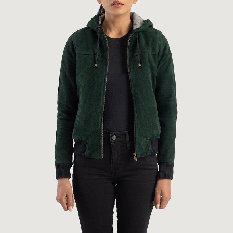Rebella Hooded Шкіряний бомбер для Жінок