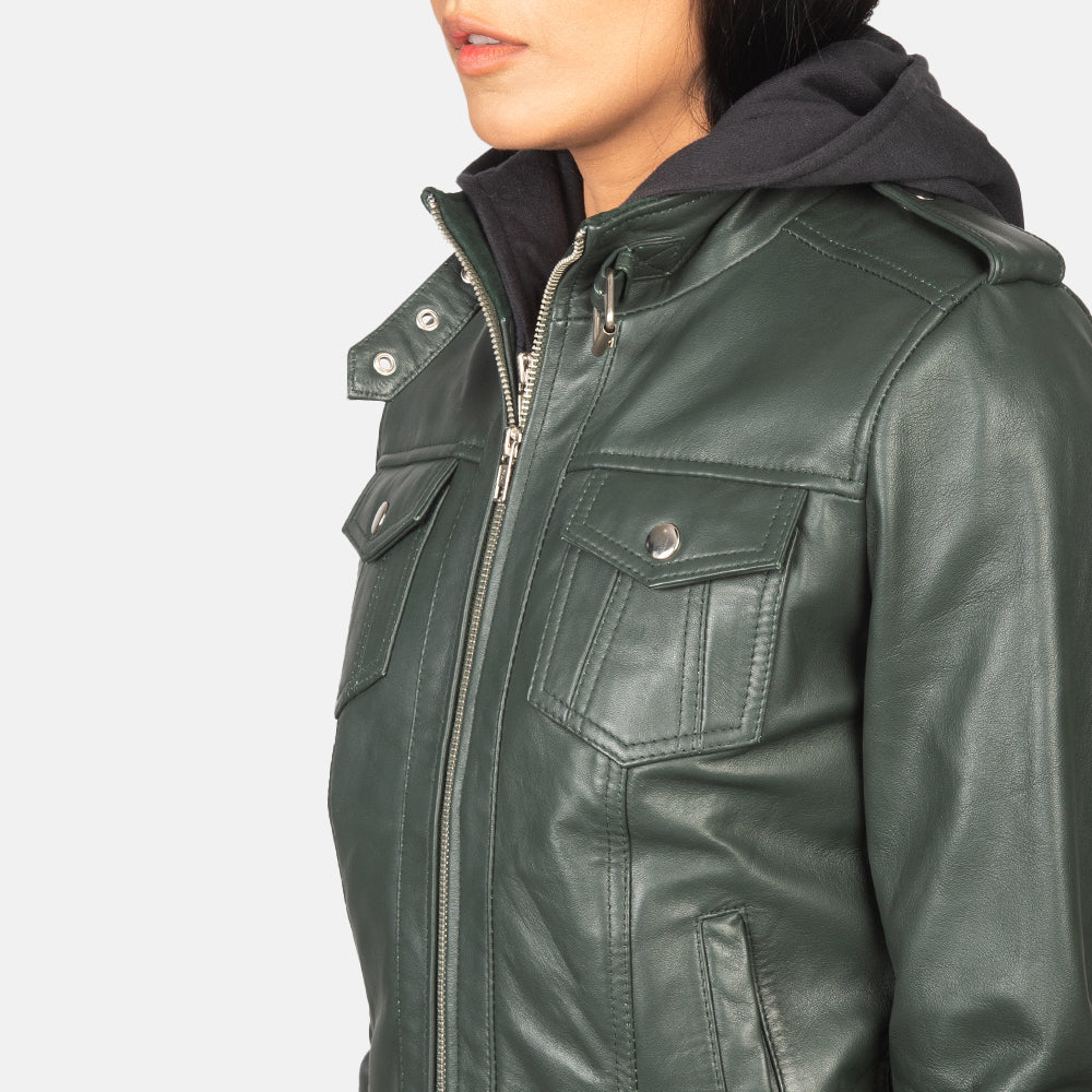 
Roslyn Hooded Шкіряний бомбер для Жінок – alternate product view 6