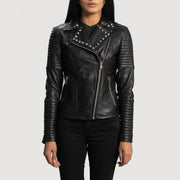 
Sally Mae з заклепками Чорний Шкіряна косуха для Жінок in Black Sheepskin Leather - Вигляд спереду та приталений силует | Купити в офіційному онлайн-магазині