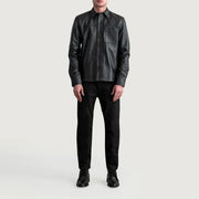 
Крупний план деталей of Shirt & Buttons Hardware on Scout Чорний Leather Shirt для Чоловіків