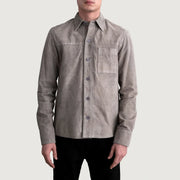 
Scout Grey Suede Leather Shirt для Чоловіків для Чоловіків - Вигляд збоку з ергономічним кроєм рукава