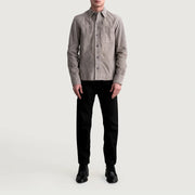
Крупний план деталей of Shirt & Buttons Hardware on Scout Grey Suede Leather Shirt для Чоловіків для Чоловіків