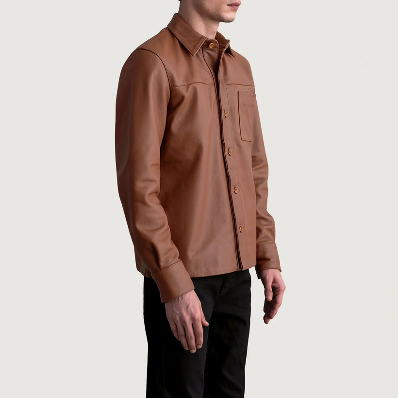 Scout Matte Коричневий Leather Shirt для Чоловіків