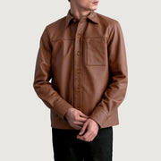 
Scout Matte Коричневий Leather Shirt для Чоловіків - Вигляд збоку з ергономічним кроєм рукава