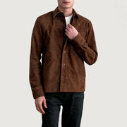 
Scout Mocha Suede Leather Shirt для Чоловіків для Чоловіків in Brown Goatskin Suede - Вигляд спереду та приталений силует | Купити в офіційному онлайн-магазині