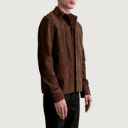 
Brown Goatskin suede Jacket - Вигляд ззаду з ідеальною посадкою по плечах та рівним подолом