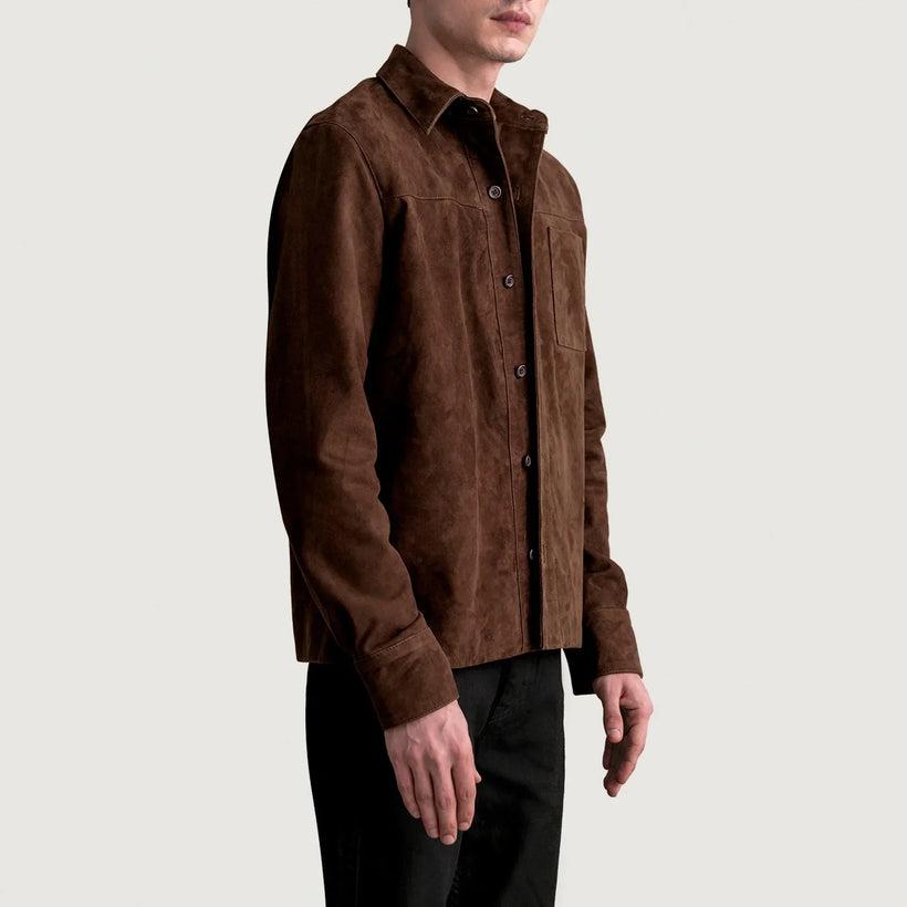 Scout Mocha Suede Leather Shirt чоловіча