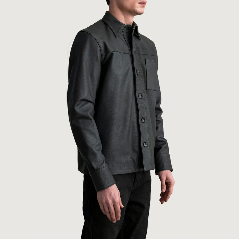 Scout Tumbled Чорний Leather Shirt для Чоловіків