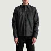 
Scout Tumbled Чорний Leather Shirt для Чоловіків - Вигляд збоку з ергономічним кроєм рукава