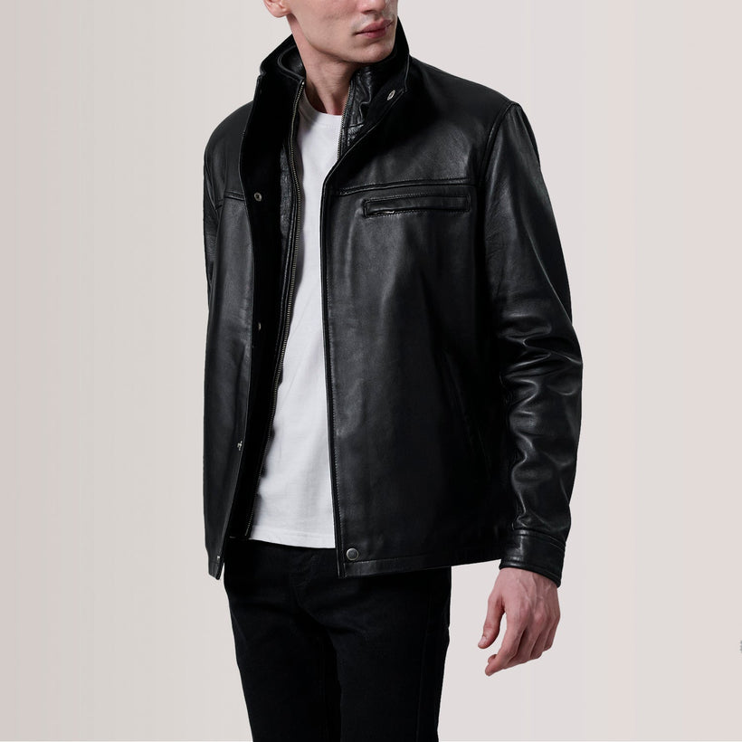 Sean Чорний Leather Classic Шкіряна куртка для Чоловіків