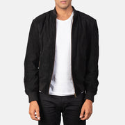 
Shane Чорний Suede Шкіряний бомбер для Чоловіків in Black Goatskin Suede - Вигляд спереду та приталений силует | Купити в офіційному онлайн-магазині