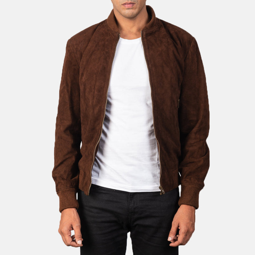 Shane Mocha Suede Шкіряний бомбер чоловіча