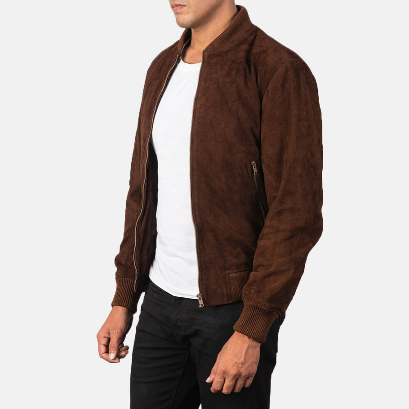 Shane Mocha Suede Шкіряний бомбер чоловіча