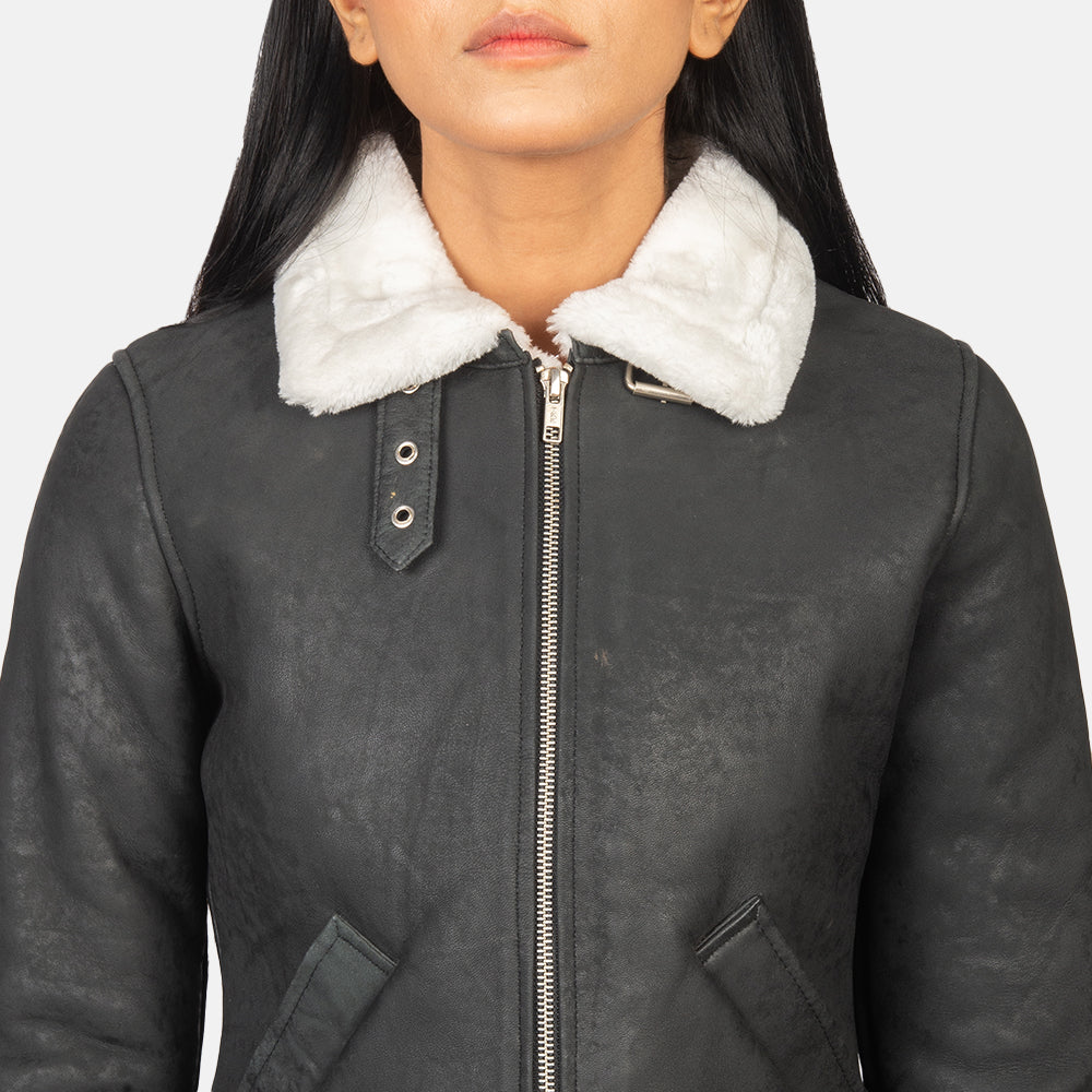 
Sherilyn B-3 Чорний Шкіряний бомбер для Жінок – alternate product view 6