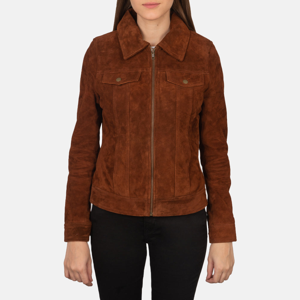 
Brown Goatskin suede Jacket - Вигляд ззаду з ідеальною посадкою по плечах та рівним подолом