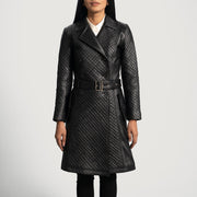 
Sweet Susan Чорний Шкіряний тренч для Жінок in Black Sheepskin Leather - Вигляд спереду та приталений силует | Купити в офіційному онлайн-магазині
