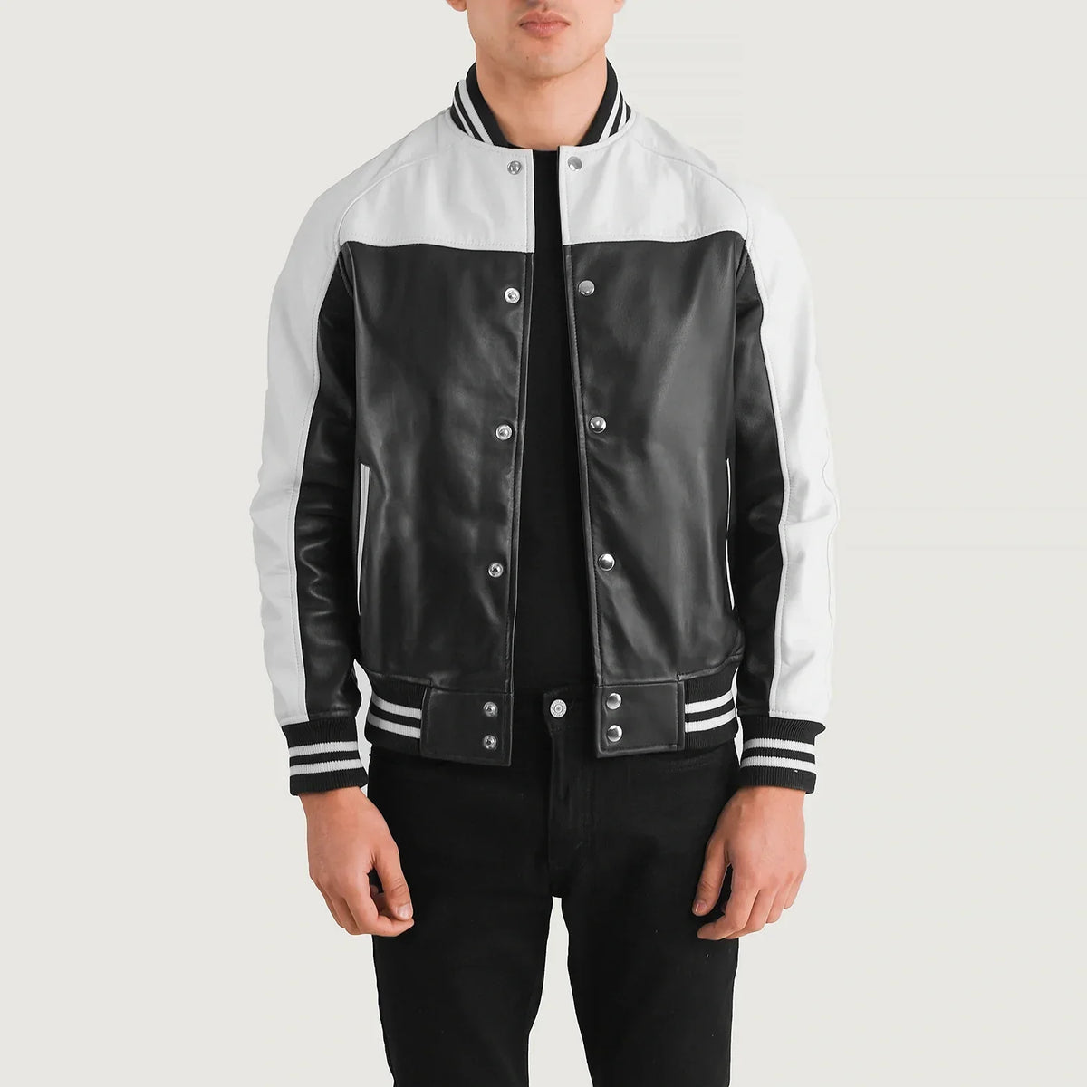 
Terrance Чорний Varsity Шкіряна куртка для Чоловіків – alternate product view 1