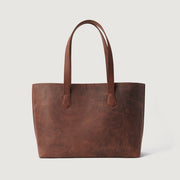 
The Bianca Vintage Distressed Brown Leather Tote Bag For Women - Бічний профіль із глибиною складок та місткістю