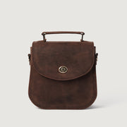 
The Sandra Vintage Distressed Brown Leather Saddle Bag For Women - Бічний профіль із глибиною складок та місткістю
