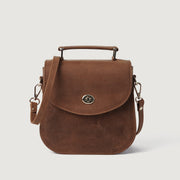 
The Sandra Vintage Рудий Leather Saddle Bag For Women in Tan Full Grain Naturally Milled Cowhide Leather. - Full Exterior Вигляд спереду та приталений силует | Купити в офіційному онлайн-магазині