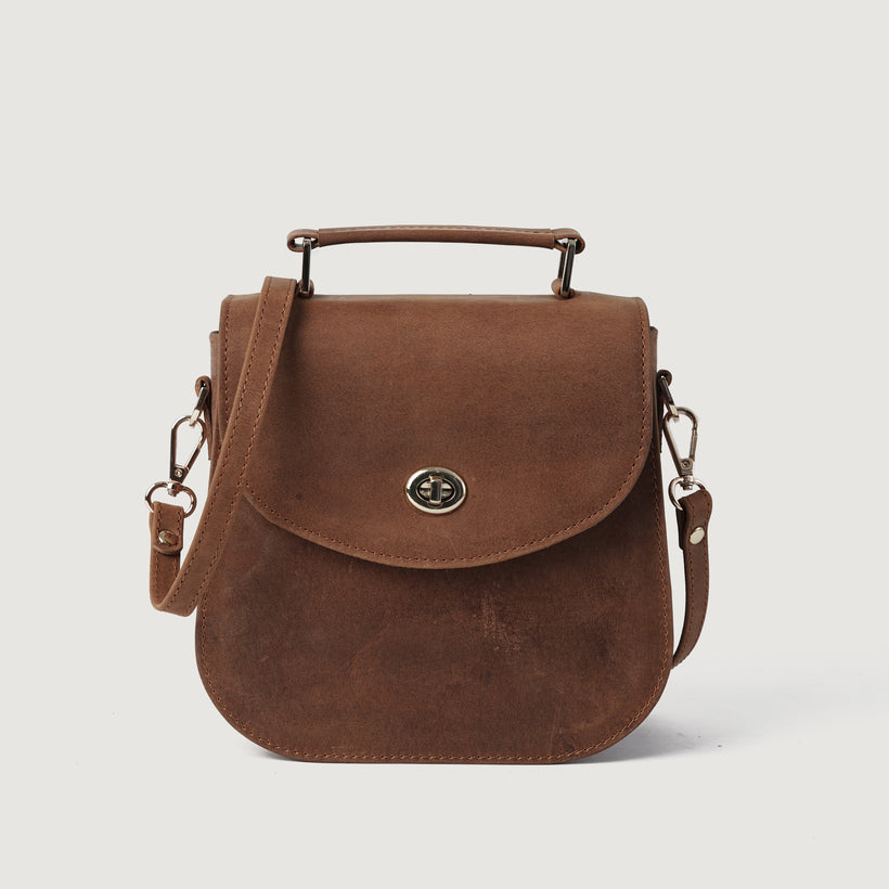 The Sandra Vintage Рудий Leather Saddle Bag