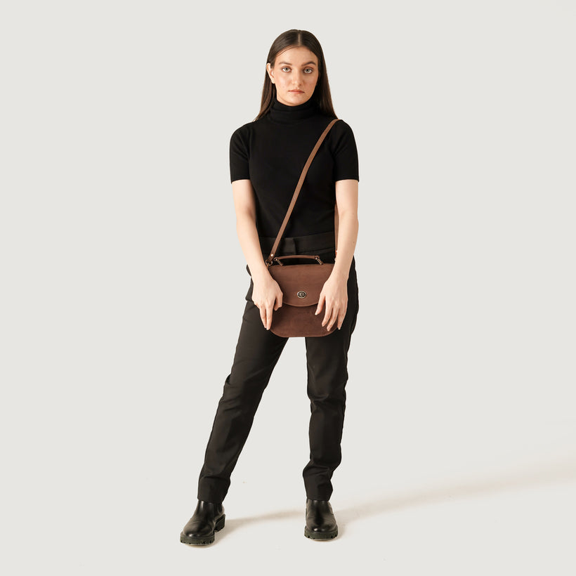 The Sandra Vintage Рудий Leather Saddle Bag