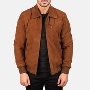 
Tomchi Рудий Suede Шкіряна куртка для Чоловіків in Brown Goatskin Suede - Вигляд спереду та приталений силует | Купити в офіційному онлайн-магазині