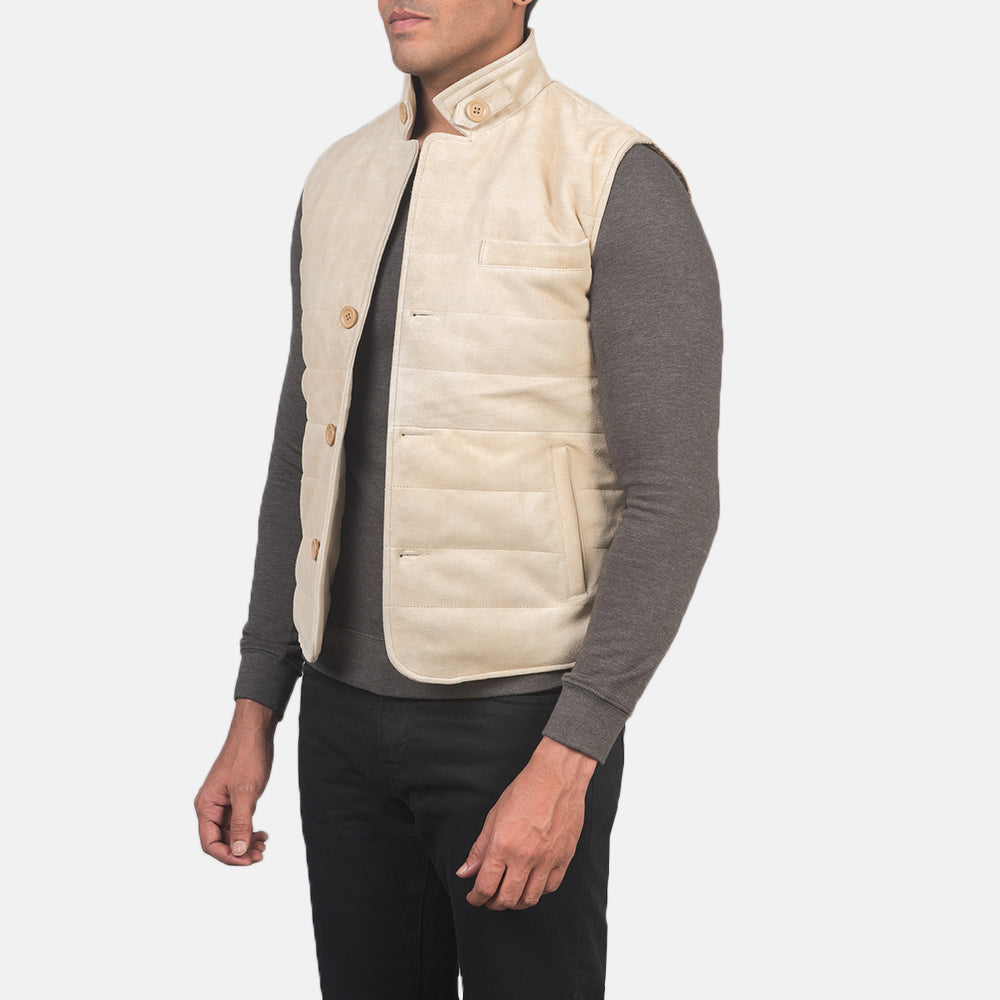 
Off-White Goatskin Suede Leather Vest - Вигляд ззаду з ідеальною посадкою по плечах та рівним подолом