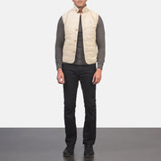 
Tony Off-White Suede Vest для Чоловіків для Чоловіків - Вигляд збоку з ергономічним кроєм рукава
