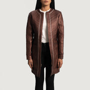 
Trudy Lane Стьобаний Бордовий Шкіряне пальто для Жінок in Maroon Sheepskin Leather - Вигляд спереду та приталений силует | Купити в офіційному онлайн-магазині