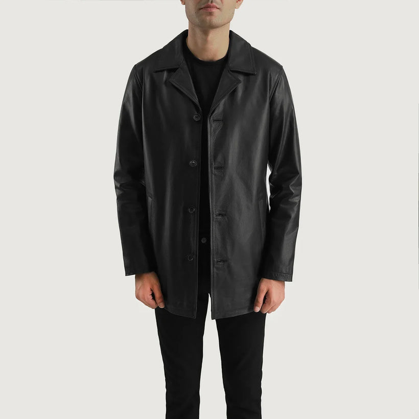 Urban Slate Чорна Leather Coat чоловіча