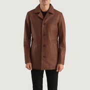 
Urban Slate Коричневий Шкіряне пальто для Чоловіків in Brown Cowhide Leather - Вигляд спереду та приталений силует | Купити в офіційному онлайн-магазині