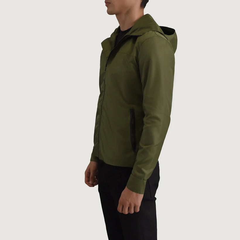 Wesley Оливковий Hooded Windbreaker Шкіряна куртка для Чоловіків