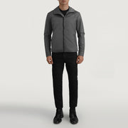 
Wesley Grey Hooded Windbreaker Шкіряна куртка для Чоловіків - Вигляд збоку з ергономічним кроєм рукава
