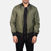 
Zack Оливковий Шкіряний бомбер для Чоловіків in Green Nylon - Вигляд спереду та приталений силует | Купити в офіційному онлайн-магазині