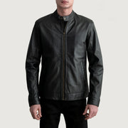 
Zen Чорний Шкіряна косуха для Чоловіків in Black Sheepskin Leather - Вигляд спереду та приталений силует | Купити в офіційному онлайн-магазині